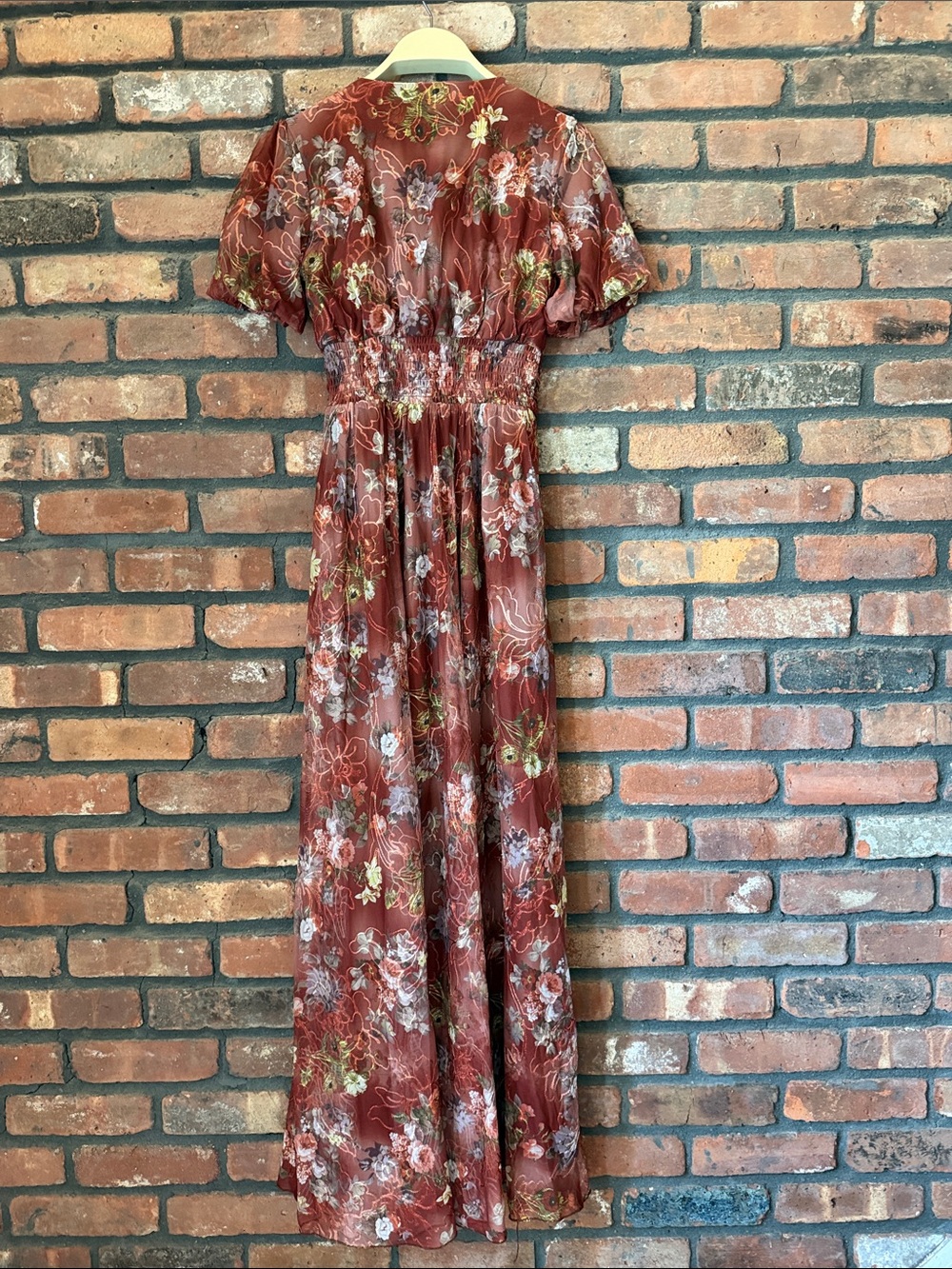 Baltic Born Rust Floral Maxi Dress with Puff Sleeves - Picture 4 of 4